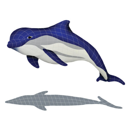 BOTTLENOSE DOLPHIN UPWARD WITH SHADOW (BDSBLUUL)  40″ x 51″ by Artistry in Mosaics