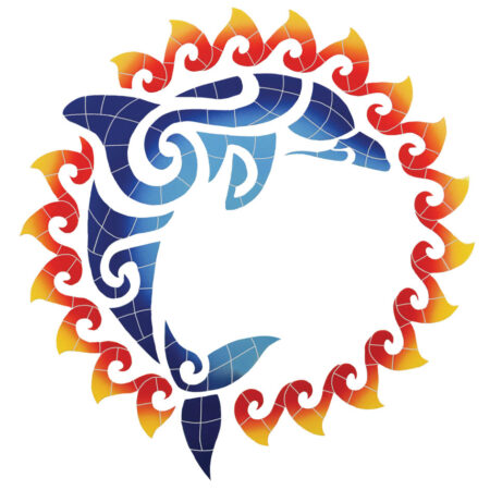 DOLPHIN SUN MEDALLION (DSUMCOL) 36″ x 36″ by Artistry in Mosaics