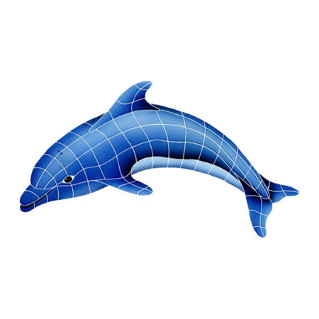 DOLPHIN LEFT 24″ x 40″ (DOLBLULM) by Artistry in Mosaics