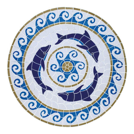 DOLPHIN MEDALLION (MDOMCOOL) 36″ x 36″ by Artistry in Mosaics