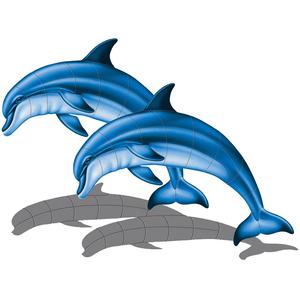 Double Bottlenose Dolphin-A (with shadow)  47″ x 35″ by Custom Mosaics