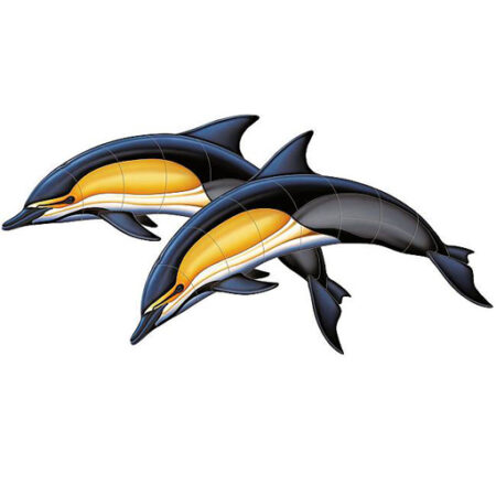 Common Dolphin – A Double 57″x28″ by Custom Mosaics