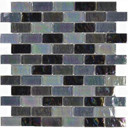 BLACK BLEND, 1″ X 2″  GLASS TILE by Artistry in Mosaics