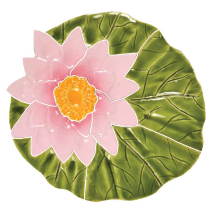 Lily Pad with flower 6 x 6 by Artistry in Mosaics