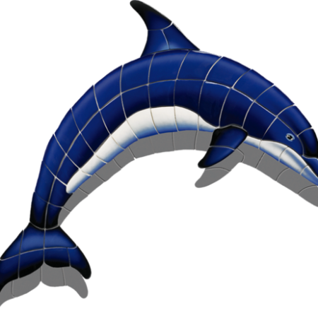 Blue Dolphin-A w/Shadow by Custom Mosaics