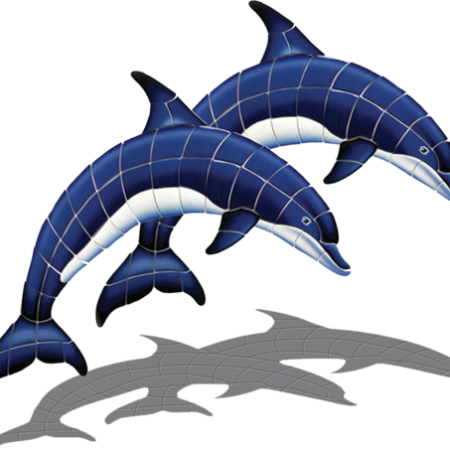 Double Dolphins w/Shadow 43″x38″ by Custom Mosaics