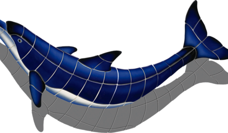 Blue Dolphin-B w/Shadow by Custom Mosaics