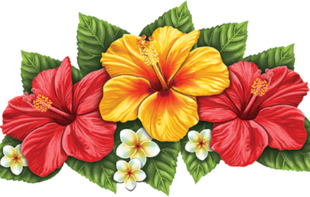 Triple Hibisicus Flower – Red & Yellow 18″x10″ by Custom Mosaics