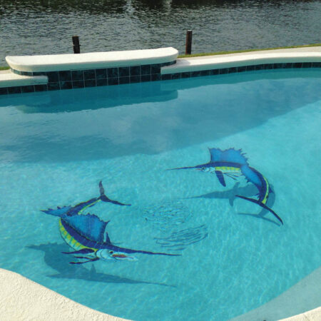 Sailfish Group (1 left, 1 right, 1 FREE bait ball) by Artistry in Mosaics