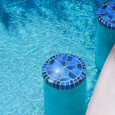 ARTISTRY IN MOSAICS  DEEP SEA BARSTOOL TOP BS-CWB4